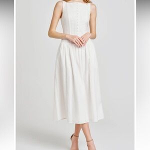 WAYF Eve Eyelet Embroidery A-Line Midi Dress